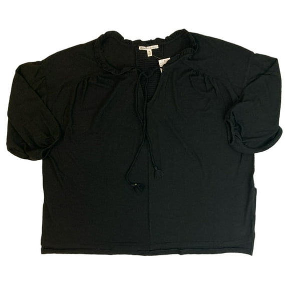 Seven7 Women's Relaxed Fit 3/4 Sleeve Plus Size Peasant Top (Meteorite, 1X)
