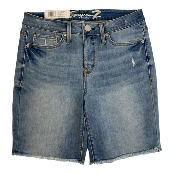 Seven7 Women's Soft Stretch Fray Hem Sunset Bermuda Short (Resist, 10)