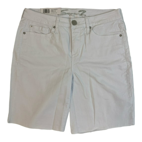 Seven7 Women's Soft Stretch Fray Hem Sunset Bermuda Short (White, 16)