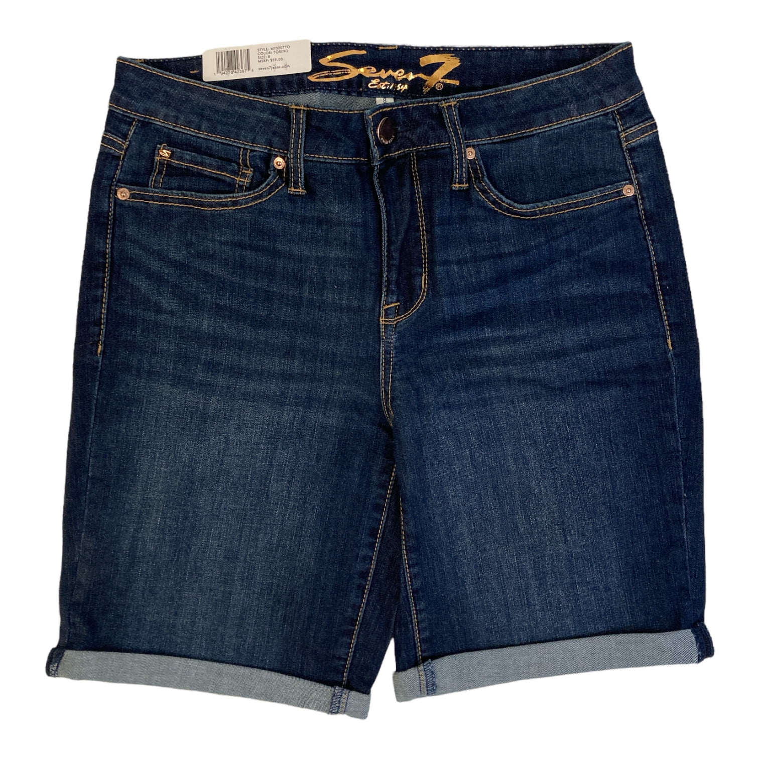 Bermuda Jean Seven7 Femme Taille 4 Rose Stretch Confortable Été