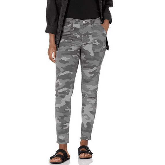 Seven7 Women's Soft Vintage Utility Skinny Twill Ankle Pants (Concrete Camo, 10)
