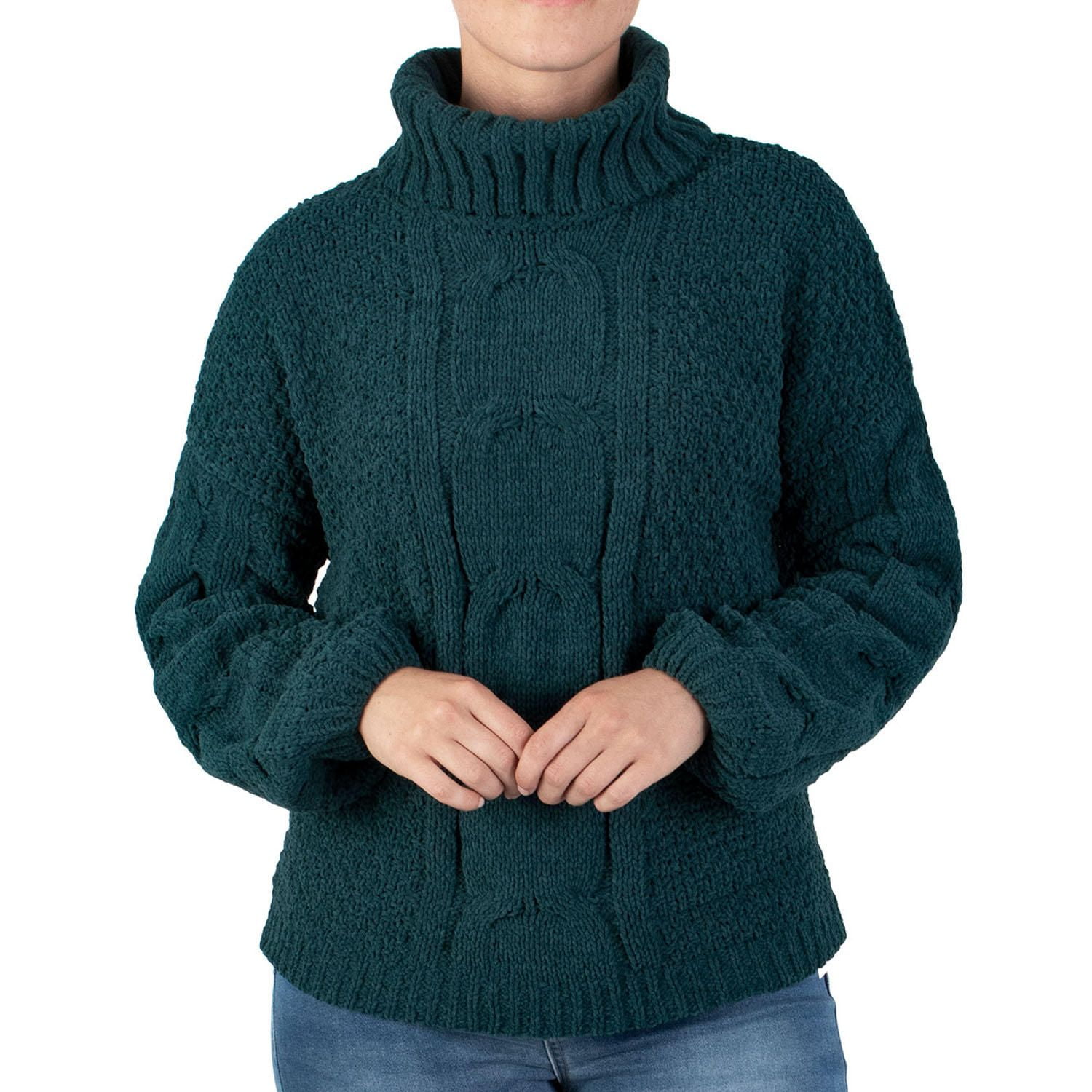 Cable knit sweater in wool blend - Light Gray | Benetton