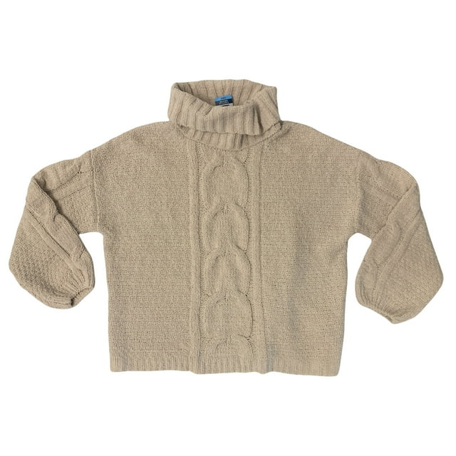 Seven7 Women's Soft & Warm Cable Knit Chenille Sweater (Sandshell, L)