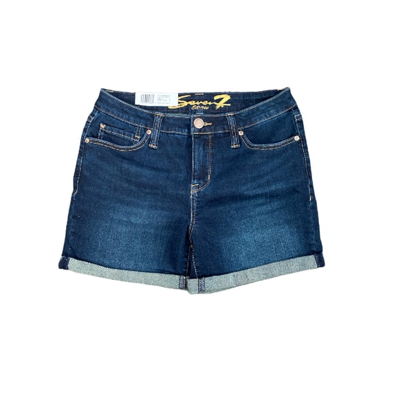 Seven7 Women's Stretch Mid-Rise 5 Inseam Weekend Denim Short, Rolled Cuff (Torino, 12)