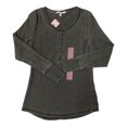 thumbnail image 1 of Seven7 Women's Super-Soft Relaxed Fit Long Sleeve Snap Waffle Henley (Caviar, S), 1 of 1