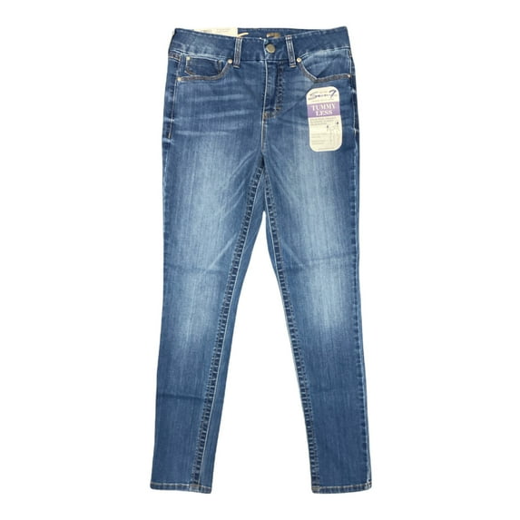 Seven7 Women's Tummyless High Rise Slimming Stretch Skinny Jeans (Honey, 6)