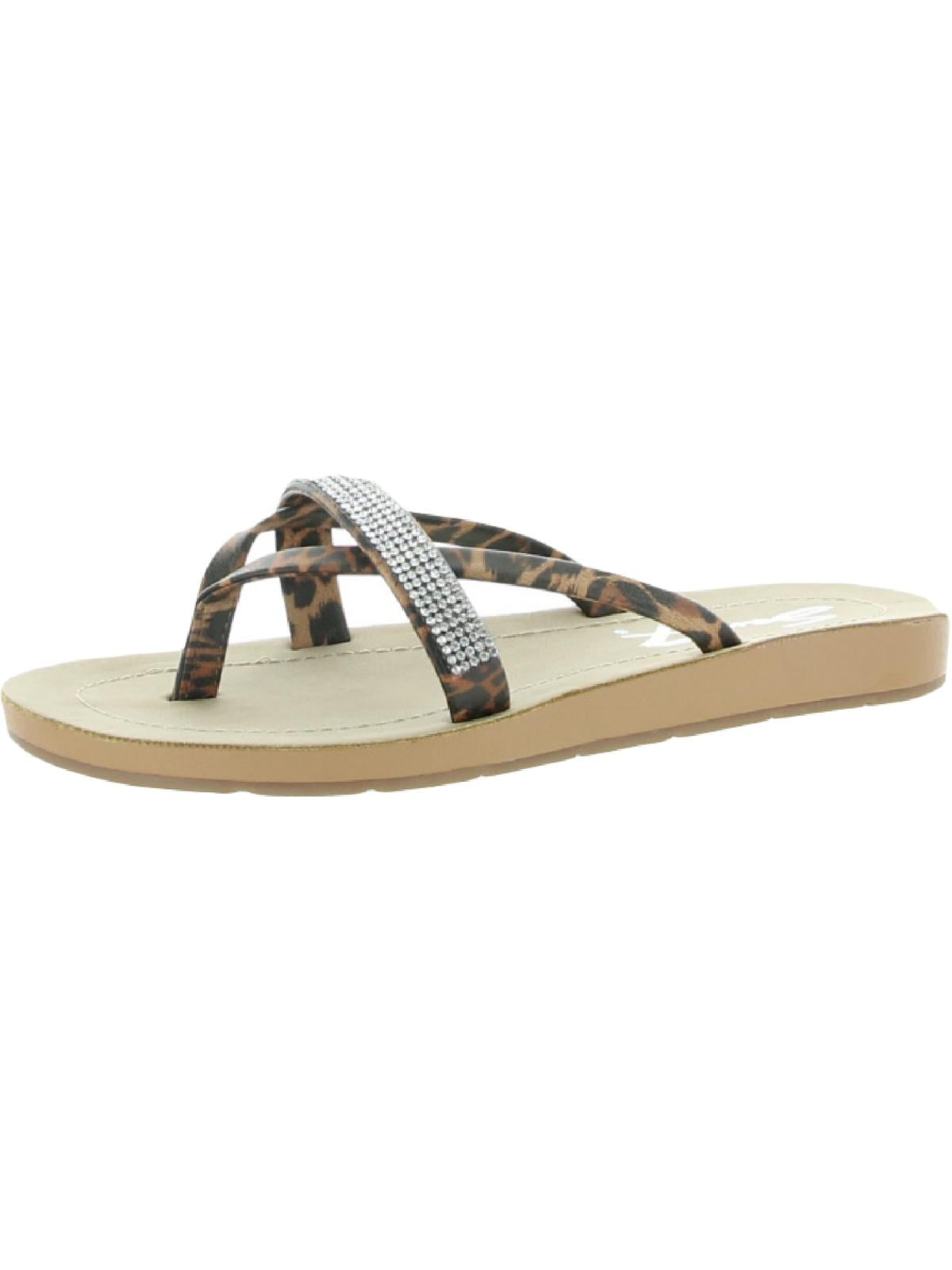 Seven7 Womens Bondi Caramel Faux Leather Embellished Thong Sandals Walmart