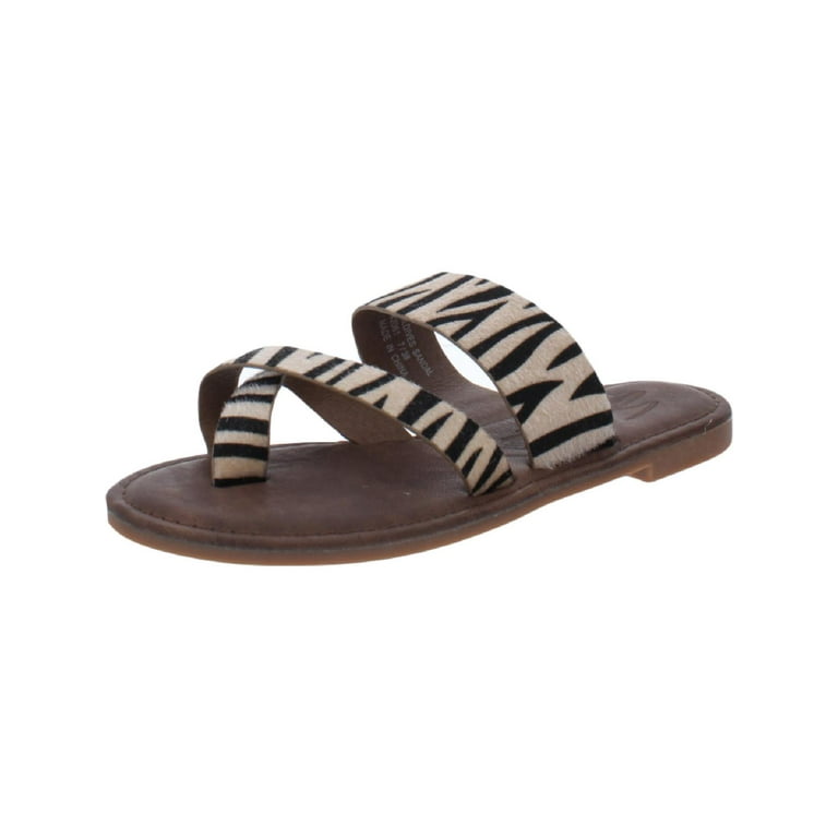 Seven7 Womens Maldives Faux Leather Toe Loop Slide Sandals