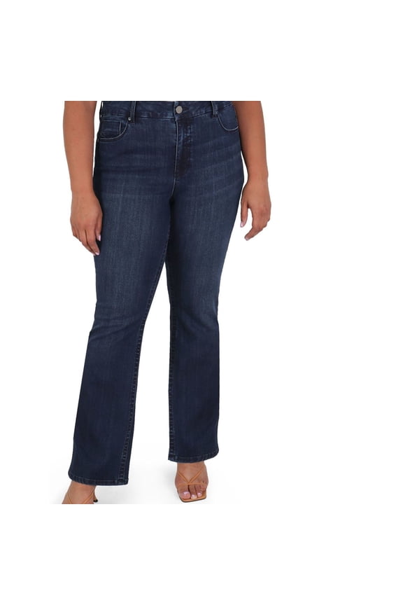 Seven 7 Womens Tummy Less Slim Fit Jeans, Blue, Plus Size, 22W