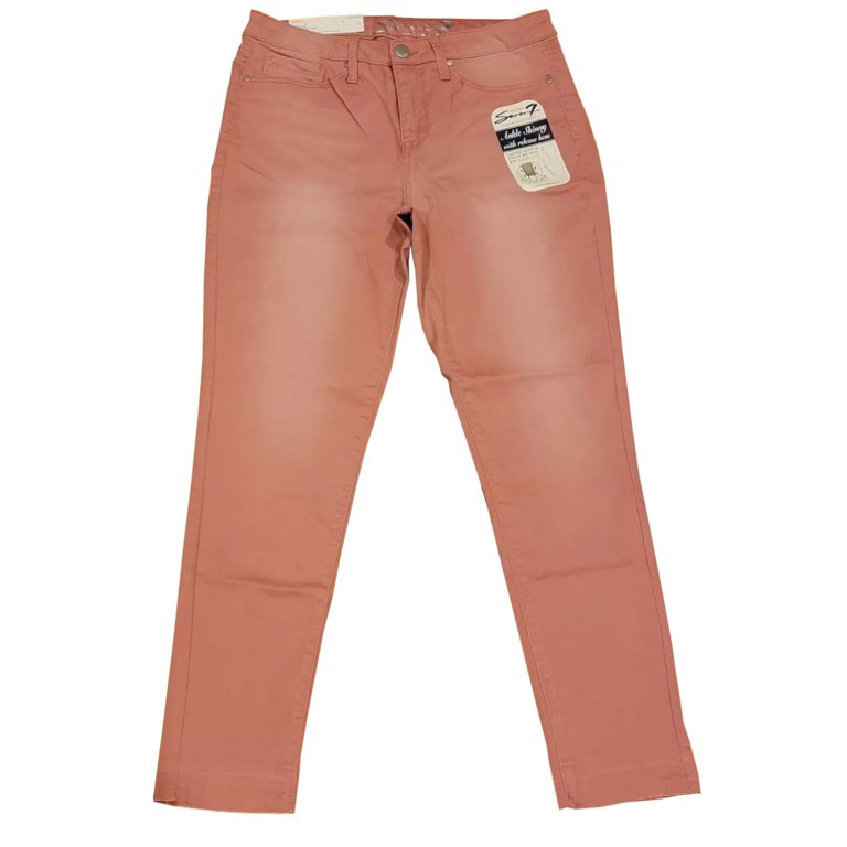 Seven7 Womens Size 6 Limited Edition Mid-Rise Ankle Skinny Color Jeans  w/Release Hem, Dusty Pink 