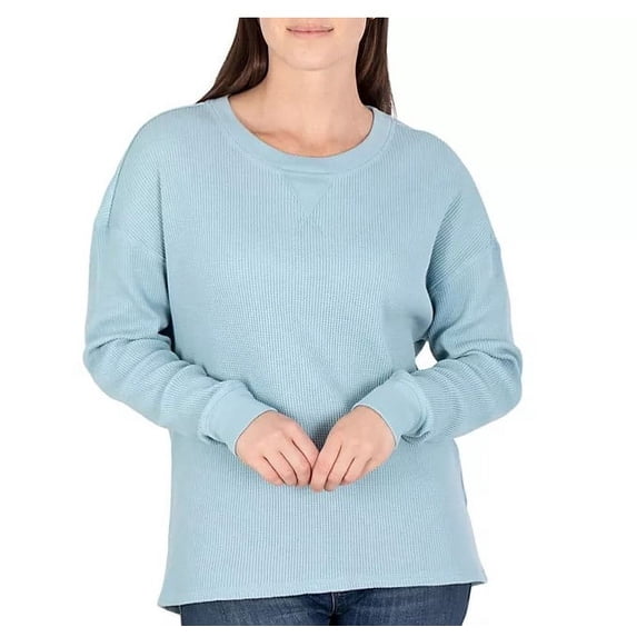 Seven7 Womens Waffle Crew Top (Tourmaline, XXL)