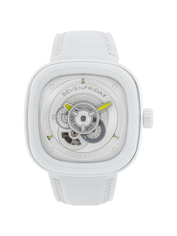 P1C-04 Men's Caipi White Leather Strap Automatic Watch