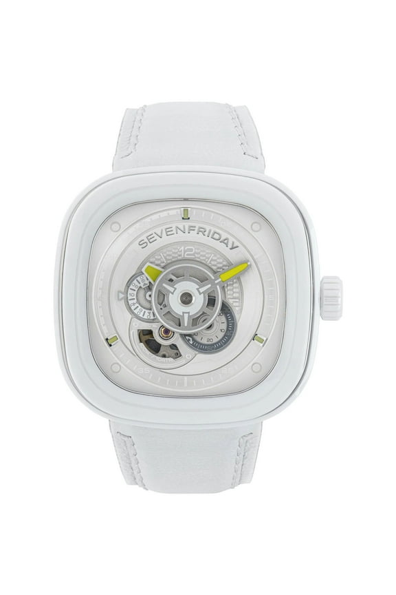 P1C-04 Men's Caipi White Leather Strap Automatic Watch