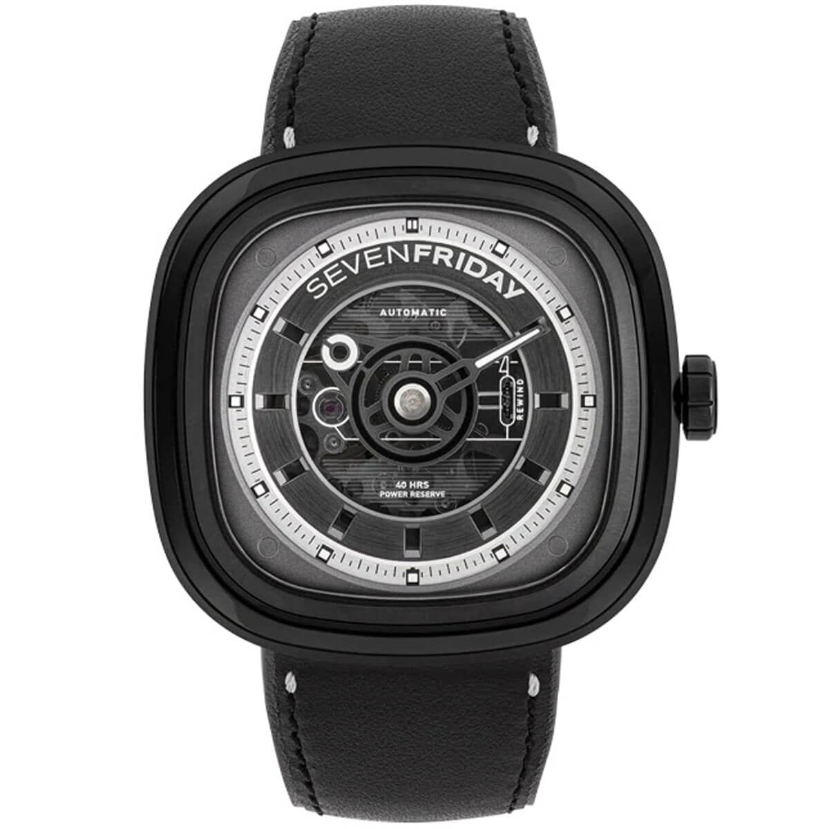 SevenFriday T1-04 Men's T Series T BLACK Strap Automatic Watch