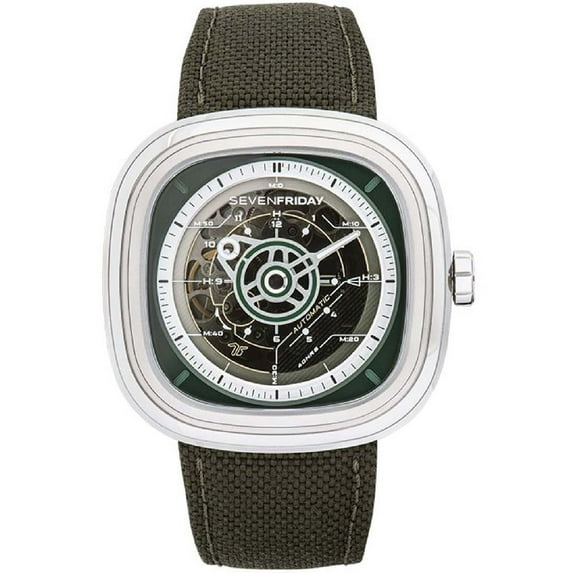 SevenFriday T2-01 Men's T Series Semi Skeleton Dial Strap Watch