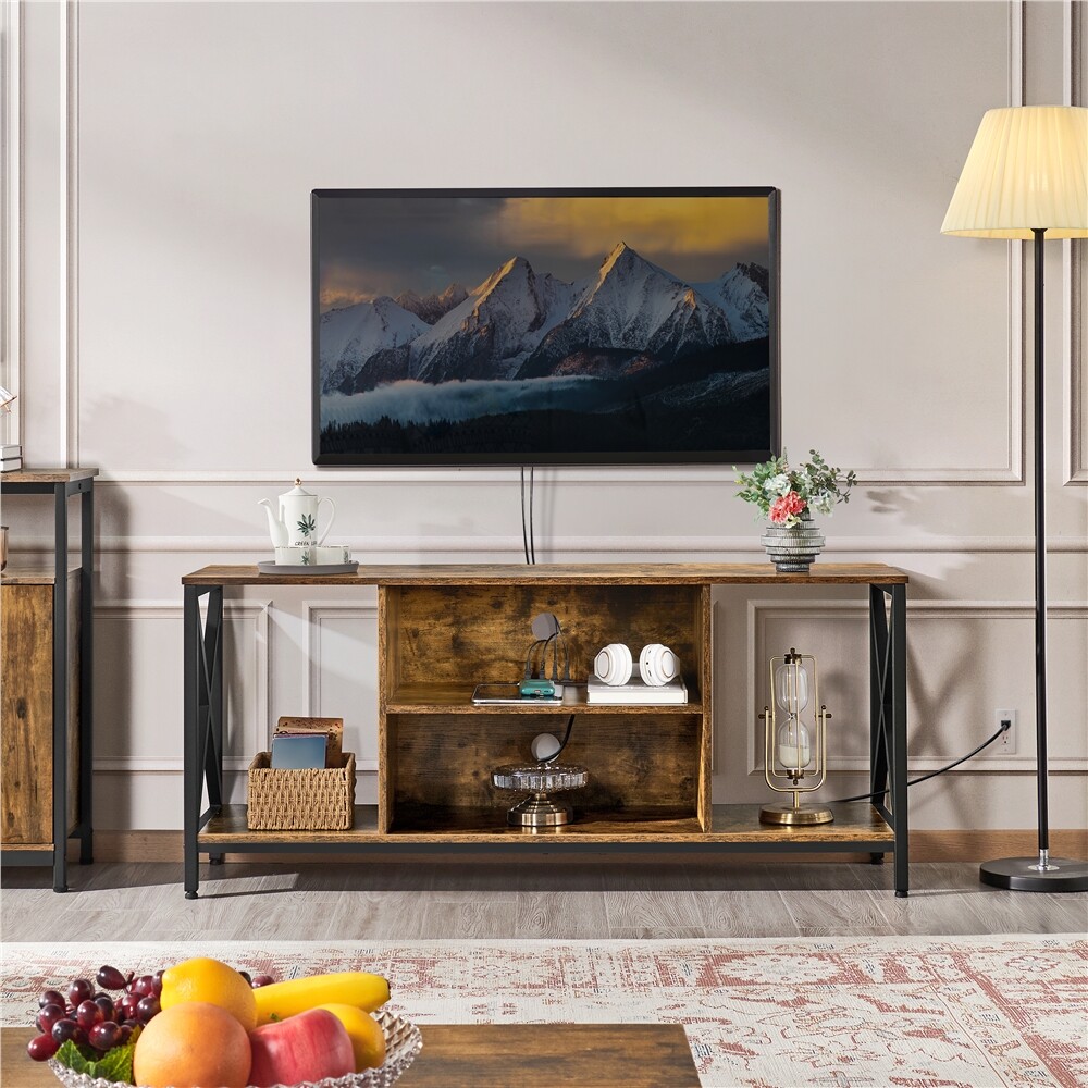 SevenThree TV Stand for TVs up to 65 Inches, Console Table with Shelves ...