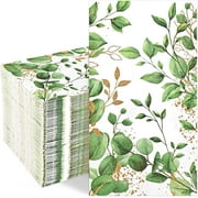 Sevenstars 100 PCS Eucalyptus Napkins Sage Green Disposable Napkin for Spring Party Supplies