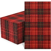 Sevenstars 100 PCS Floral Napkins 3 Ply Buffalo Plaid Towels Xmas Disposable Paper Napkins for Party Supplies