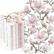 Sevenstars 100 PCS Magnolia Paper Napkins Flower Disposable Napkins for Spring Summer Party Supplies