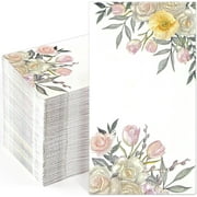 Sevenstars 100 PCS Tulip Paper Napkins Flower Paper Hand Towels for Bathroom Spring Disposable Napkins for Party Supplies