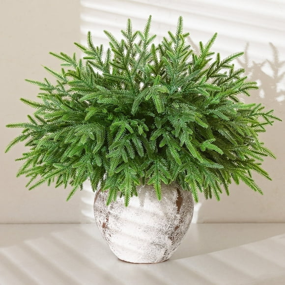 Yastouay 12pcs Christmas Norfolk Pine Stem,Artificial Chriatmas Pine Picks for Christmas Decor