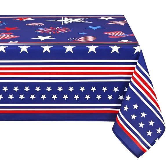 Sevenstars 4th of July Patriotic Rectangle Tablecloth Memorial Day,Independence Day American Flag Tablecloth,Washable Polyester Tablecloth Decorative Table Cover(60''x84'')