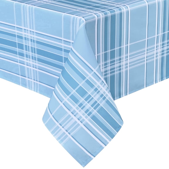 Sevenstars Blue Plaid Tablecloth Rectangle Gingham Table Cloth Polyester Washable Table Cover for Dinner Party, Blue and White, 60" x 84"