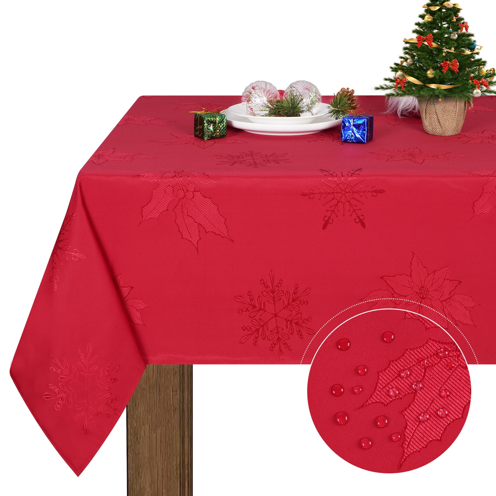 Sevenstars Christmas Tablecloth Jacquard Fabric Tablecloth Red
