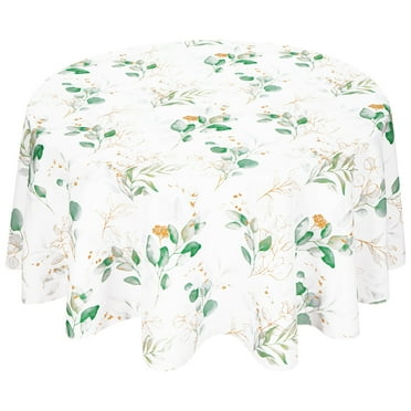 Sevenstars Eucalyptus Leaves Tablecloth Round Table Cloth Green Waterproof Table Cover for Spring,Summer Party,Picnic,60 inch Round