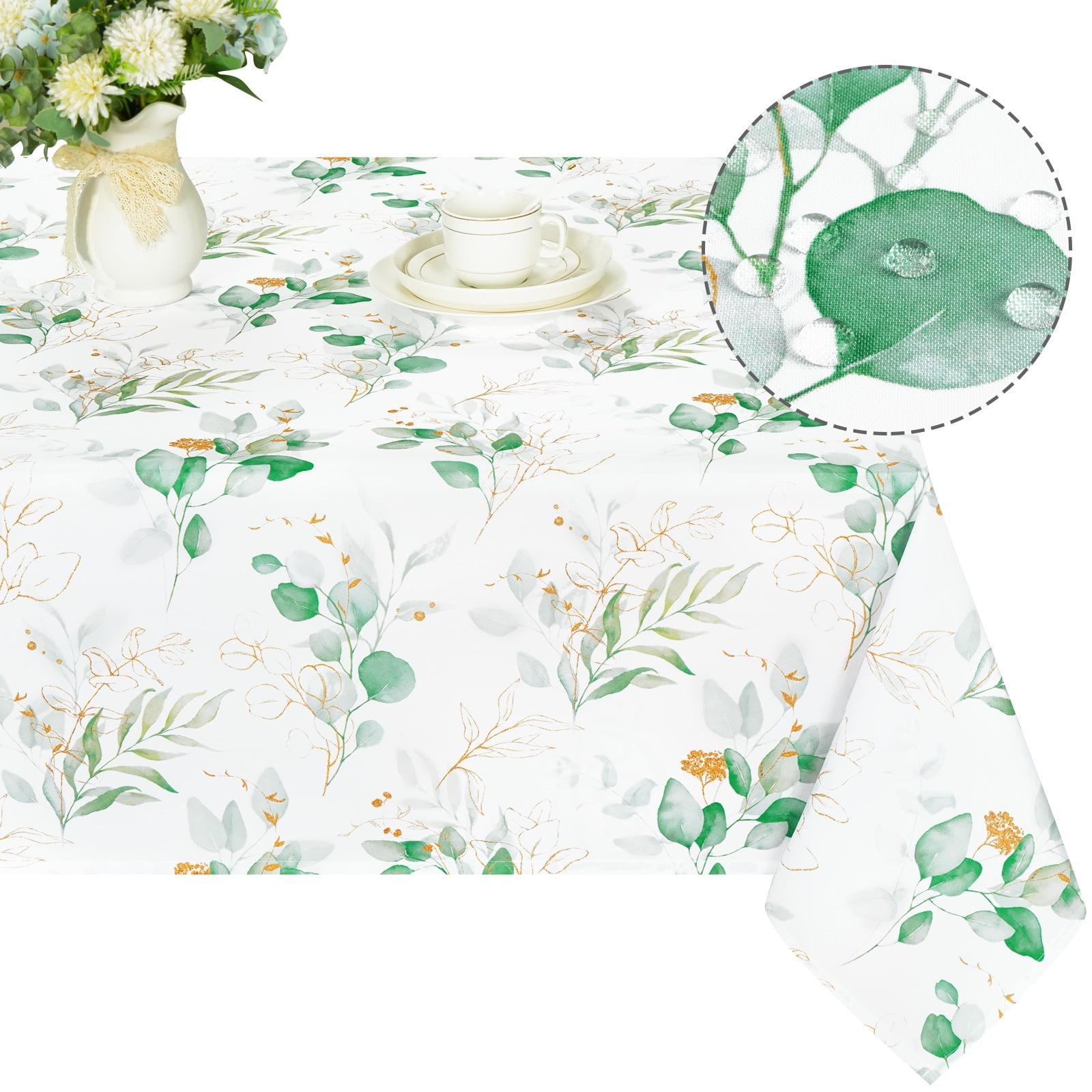 Sevenstars Eucalyptus Leaves Tablecloth Spring Table Cloth Green