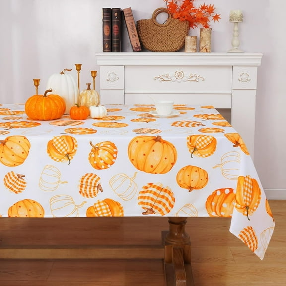 Sevenstars Fall Pumpkin Tablecloth Thanksgiving Table Cloth Rectangular Table Cover for Dinner Party, 60" x 84"