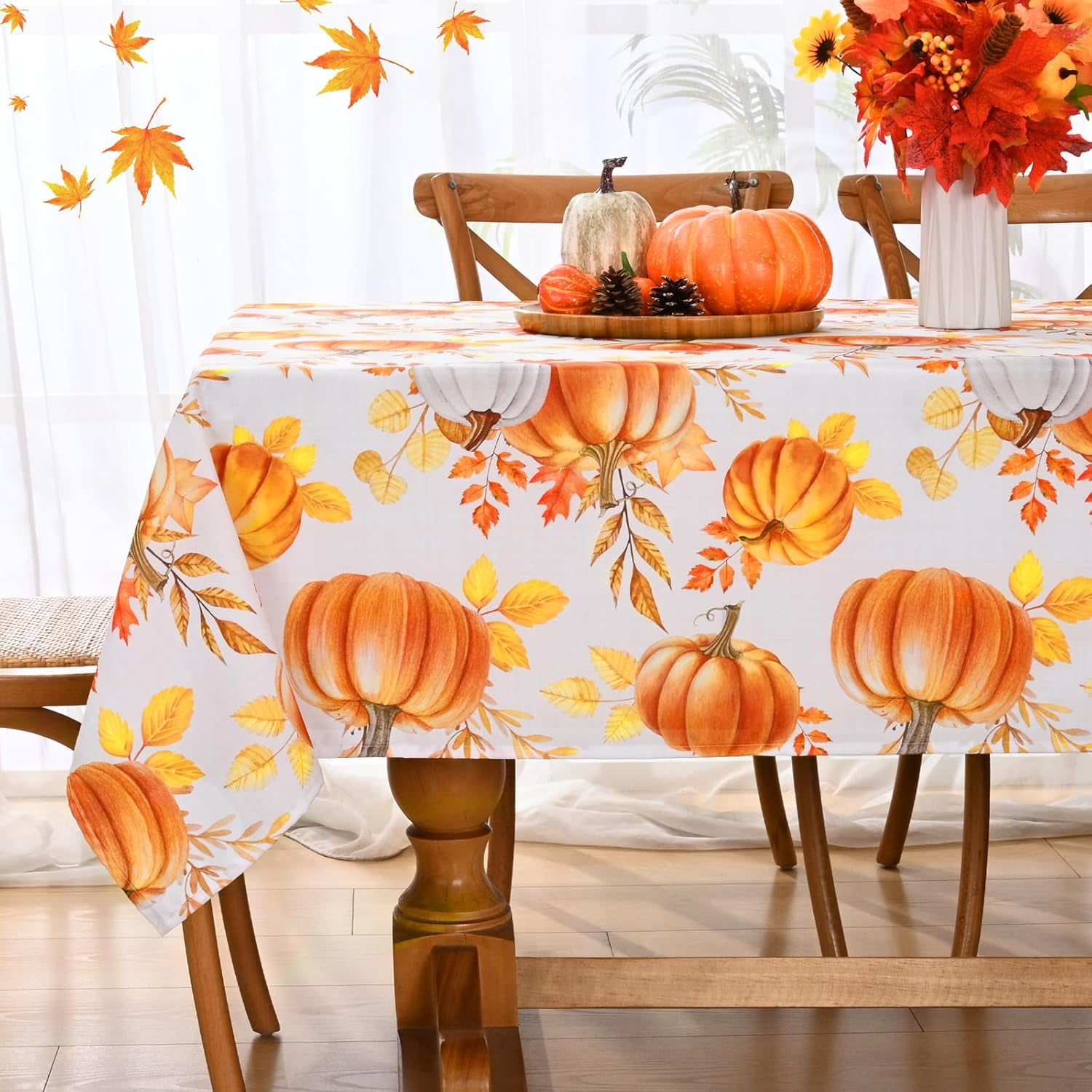 Sevenstars Seasonal Fall Tablecloth, Rectangular Pumpkin