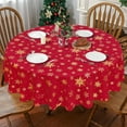 thumbnail image 1 of Sevenstars Gold Snowflake Tablecloth Christmas Tablecloth Red Round Table Cover for Dinner Party, 60", 1 of 7
