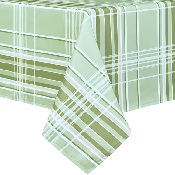Yastouay 60" x 84" Tablecloth Green Plaid Table Cloth Polyester Washable Table Cover for Spring Picnic Dinner Party,Rectangle