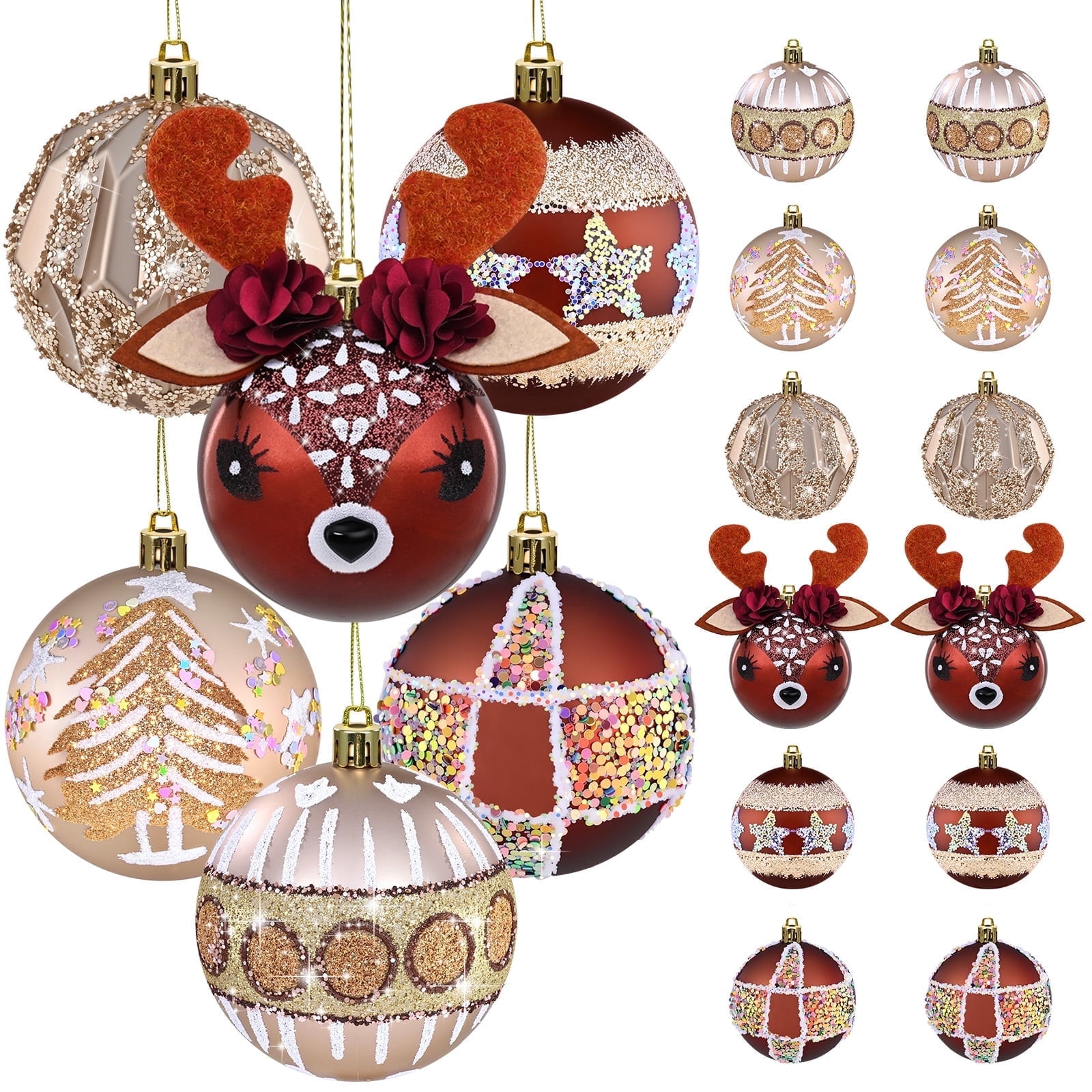Sevenstars 12Pcs Christmas Ball Ornaments Set,3.15inch Shatterproof