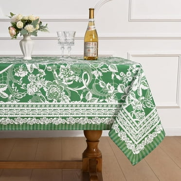 Sevenstars Provence Tablecloth Spring Floral Table Cloth Green Rectangular Table Cover for Outdoor Dining, 55 x 86 inch