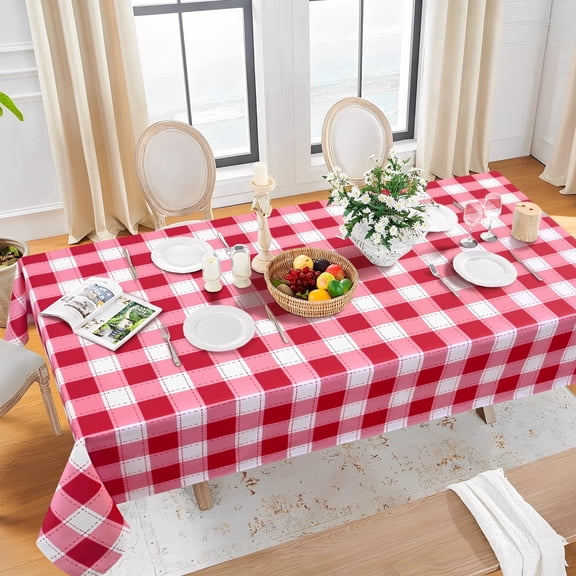 Sevenstars Buffalo Plaid Tablecloth Pink Tablecloth,60" x 84" Checkered Table Cover for Spring Holiday Dinner Party Picnic,Rectangle