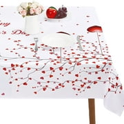 Sevenstars Valentine's Day Tablecloth Love Tree Heart Rectangle Table Cover for Dinner Wedding Decoration,60" x 84"