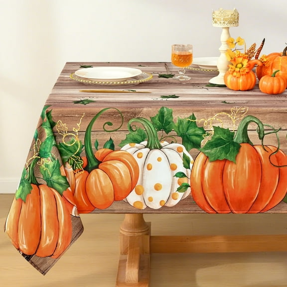 Sevenstars Fall Tablecloth,Rectangle Pumpkin Table Cover,Woodgain Tablecloth Autumn Thanksgiving Fall Kitchen Home Decor(60"×120")