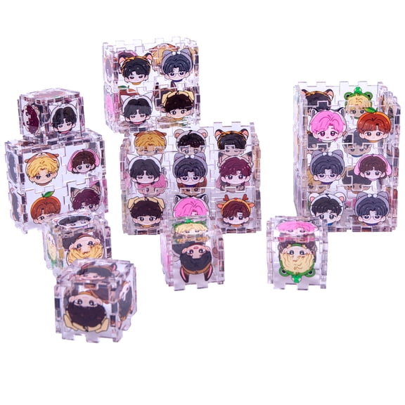 Seventeen 78-Piece Acrylic Ornaments, 13 Member Cartoon Images, Free Assembly Pen Holder/Storage Box, Multi-Functional Creative Merch for Home Decor and Collectibles - Ideal Gift for Carats Brand: MI