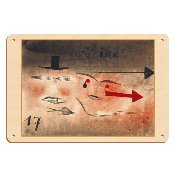 Seventeen Crazy - Vintage Abstract Art by Paul Klee c.1923 - 8 x 12 inch Vintage Wood Art Sign