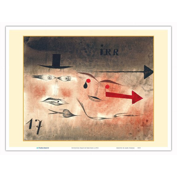 Seventeen Crazy - Vintage Abstract Art by Paul Klee c.1923 - Master Art Print (Unframed) 9in x 12in