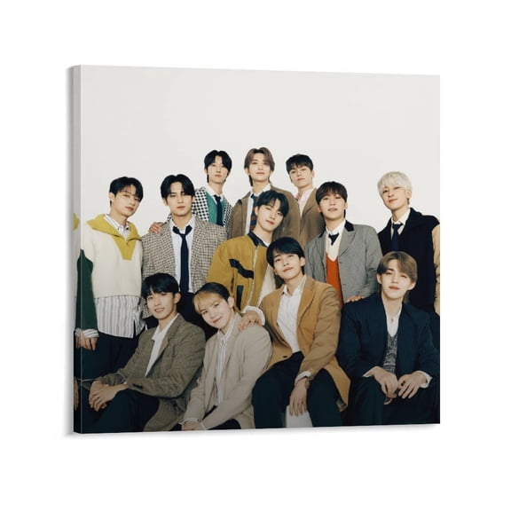 Seventeen Hot K-pop Boy Band Poster Artworks Canvas Poster Room Aesthetic Wall Art Prints Home Modern Decor Gifts 16x16inch(40x40cm)