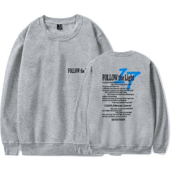 Seventeen Merch Follow The Light 17 Crewneck Men Women Kpop Long Sleeve Hoodie Streetwear Pullover Top