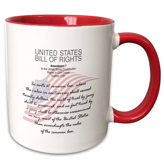 3drose, Seventh Amendment to the Us Constitution. Rights in Civil Cases, 15oz Two-tone Red Mug