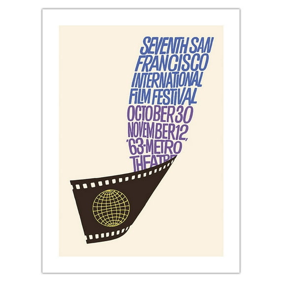 Seventh Annual 1963 San Francisco International Film Festival - Vintage Film Festival Poster by Saul Bass - Fine Art Matte Paper Print (Unframed) 24x32in