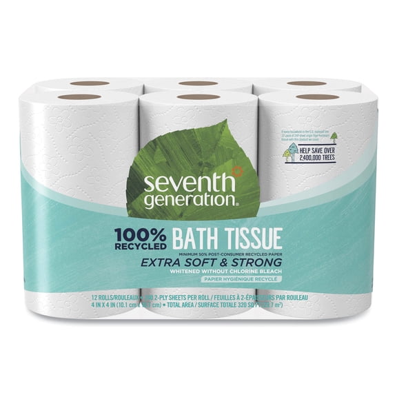 Seventh Generation 100% Recycled Bathroom Tissue, Septic Safe, 2-Ply, White, 240 Sheets/Roll, 12/Pack (13733PK) - 10 Pack