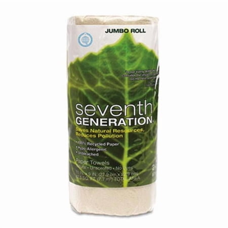 Seventh Generation 100% Recycled Paper Towel Rolls with Right Size Sheets- 9 x 11- Natural- 1/Roll