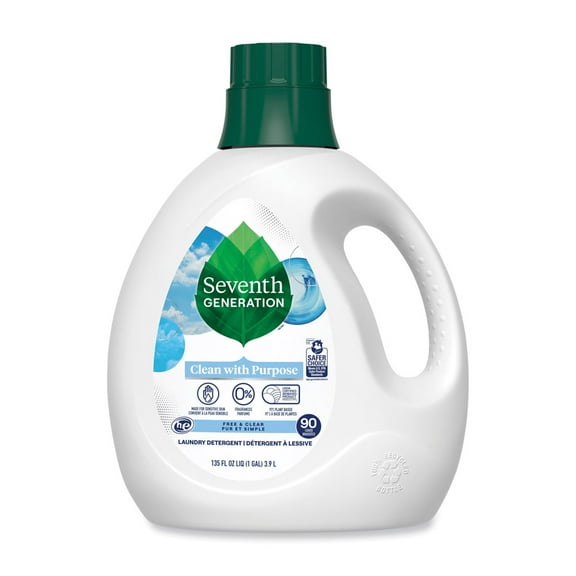 Seventh Generation 10732913450654 135 oz. Bottle Natural Liquid Laundry Detergent - Fragrance Free (4/Carton)