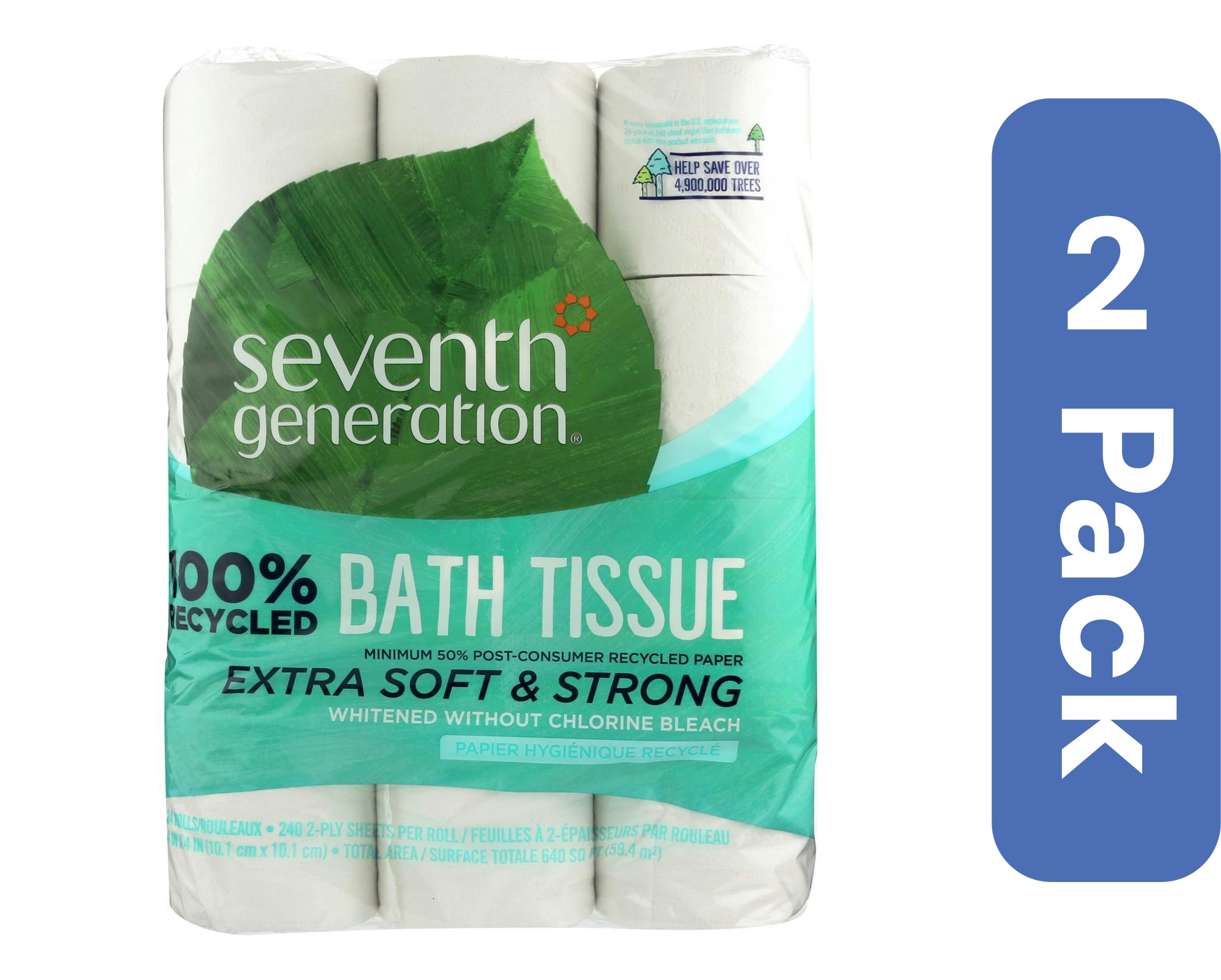 Seventh Generation 2-Ply Bath Tissue 24 Roll 300 Sheets 1 Ea (Pack Of 2)